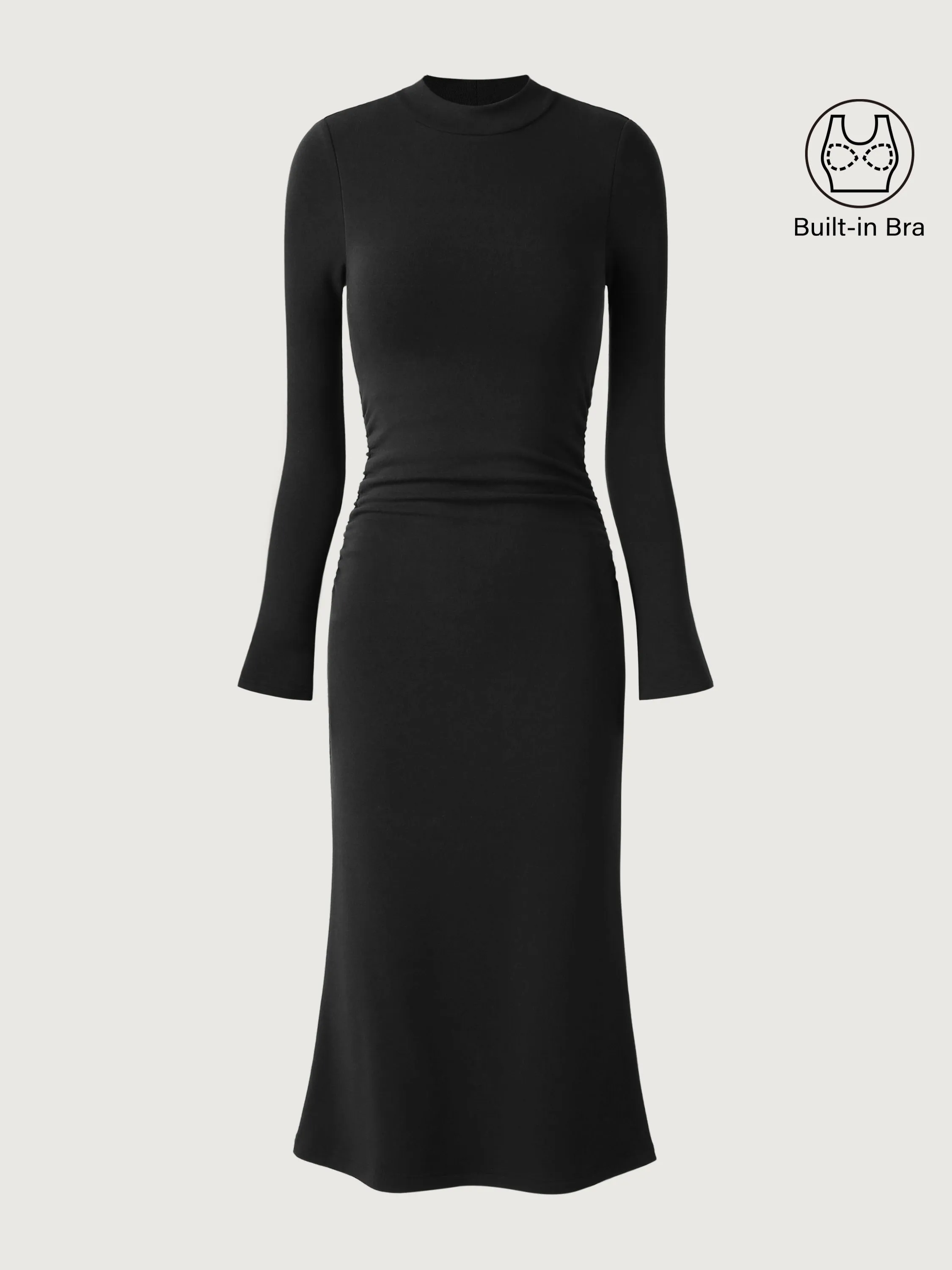 Mockneck Ruched Sides Midi Brami Dress