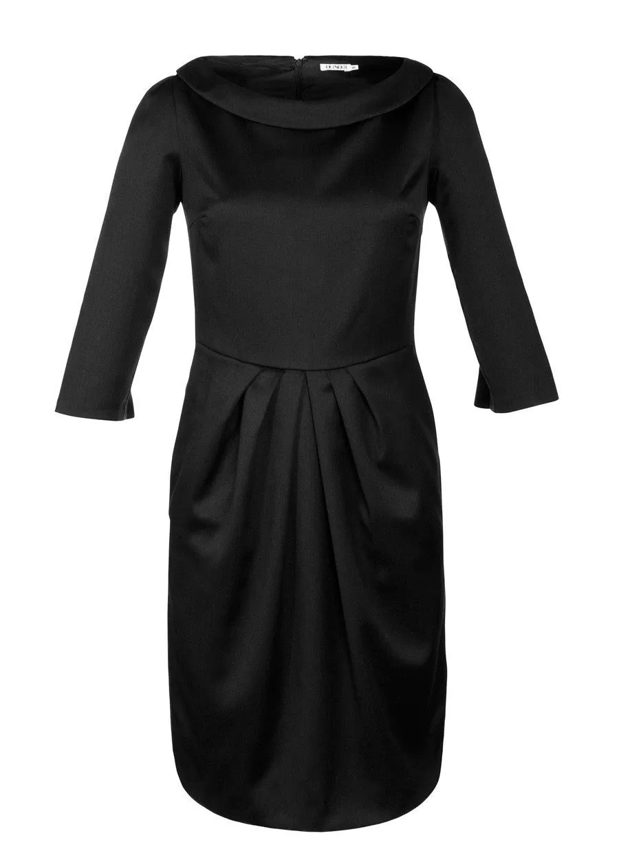 Outsider pleat pencil dress merino wool in black *Last few pieces left!*