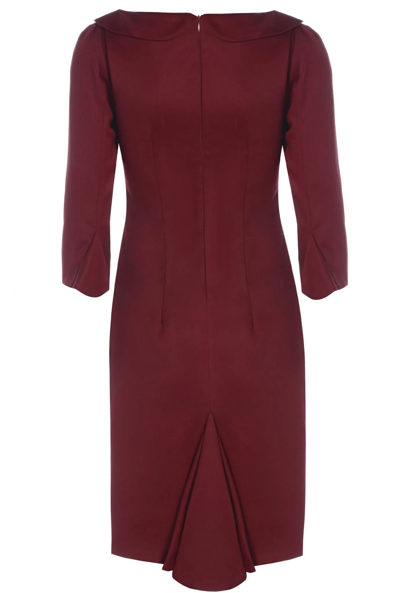 Outsider pleat pencil dress merino wool in red