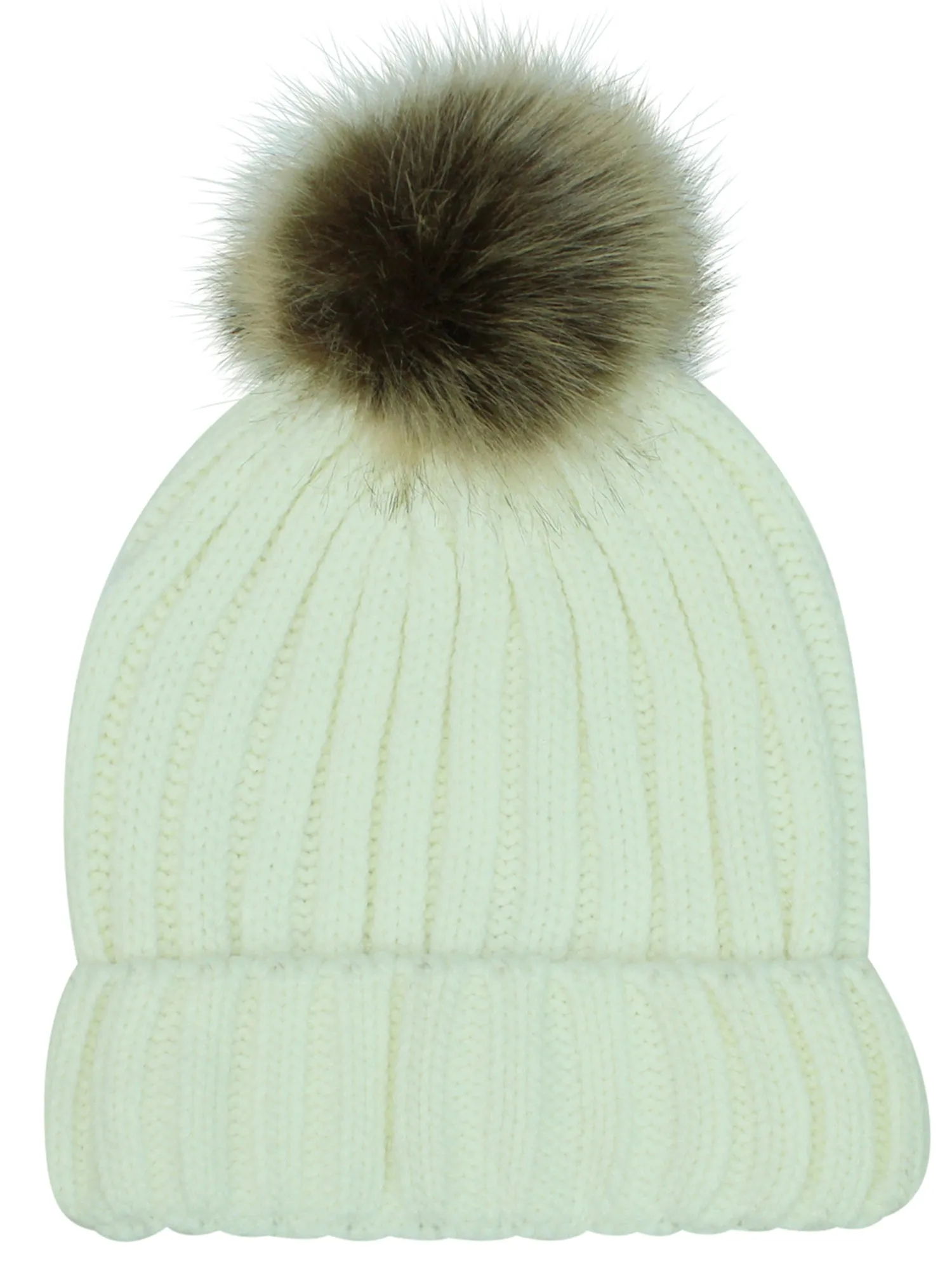 Posh Ribbed Knit Pom Pom Beanie Cap Hat