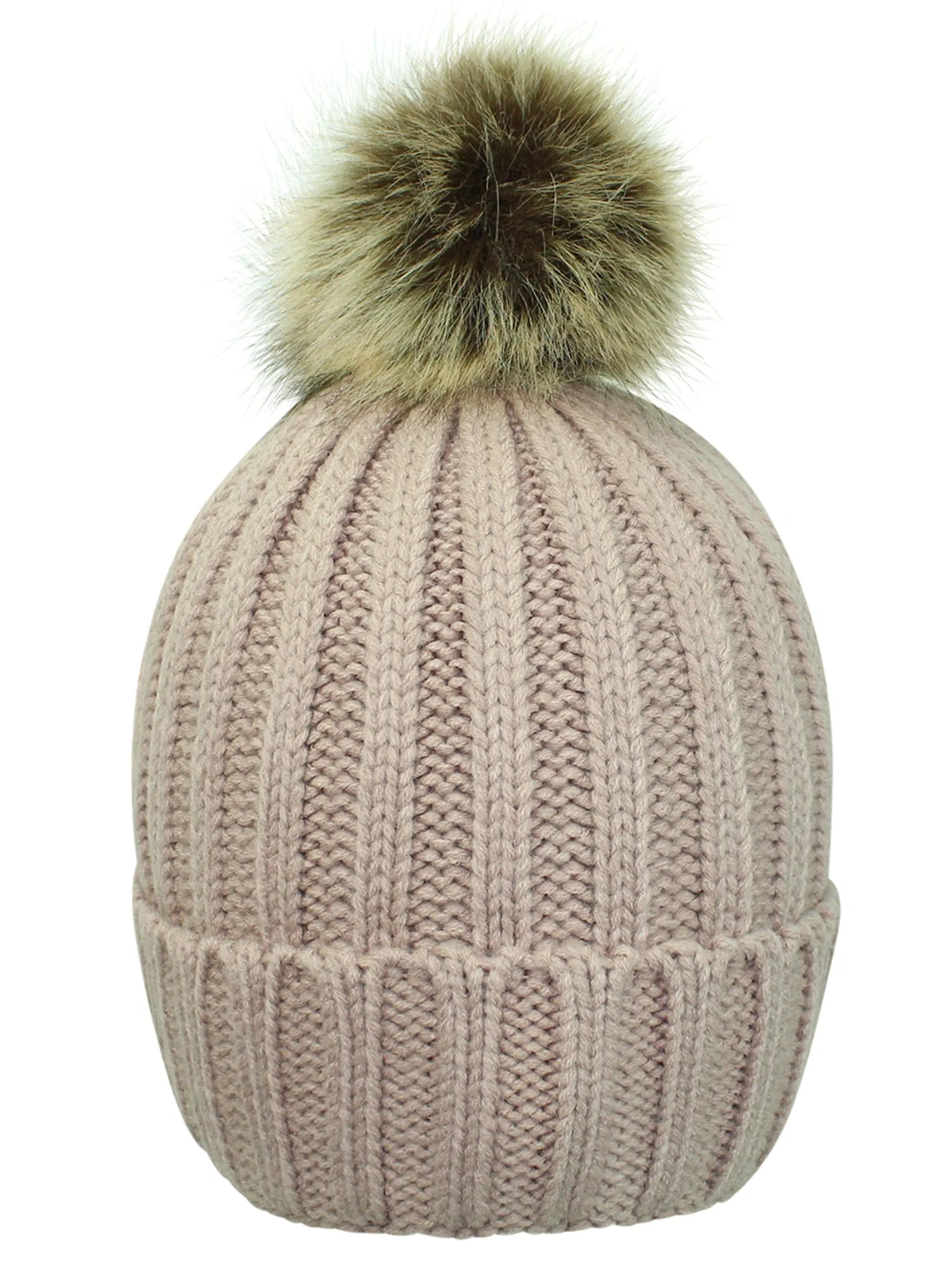 Posh Ribbed Knit Pom Pom Beanie Cap Hat