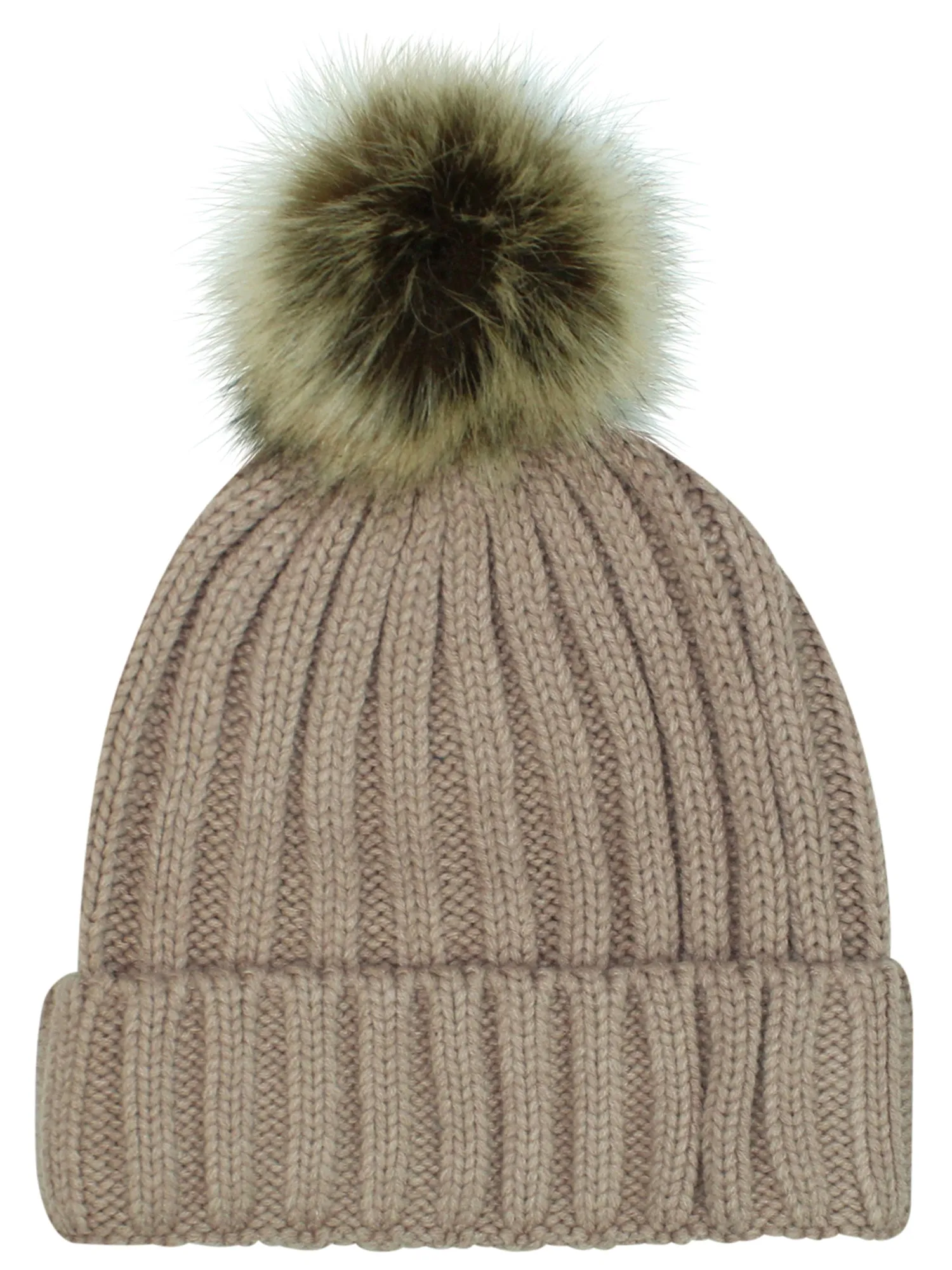 Posh Ribbed Knit Pom Pom Beanie Cap Hat