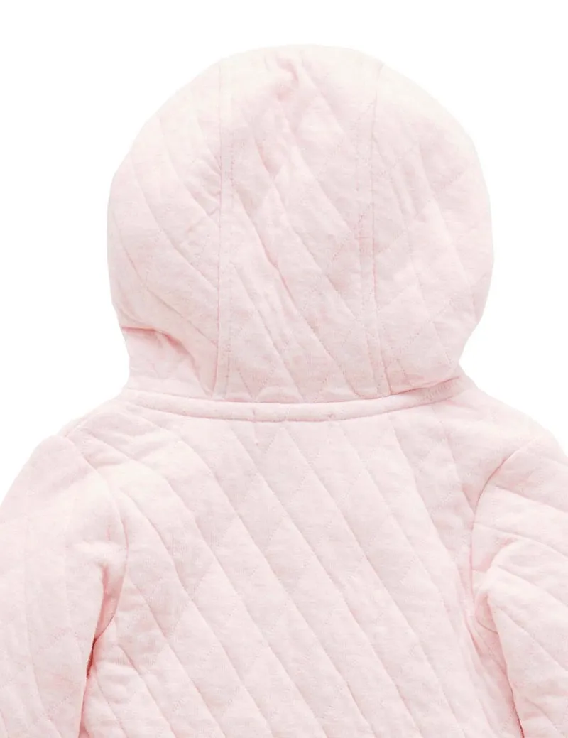 Purebaby Organic Quilted Growsuit - Soft Pink Melange