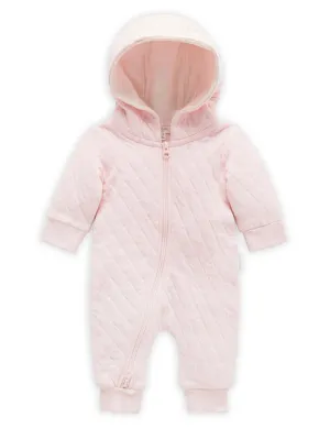 Purebaby Organic Quilted Growsuit - Soft Pink Melange