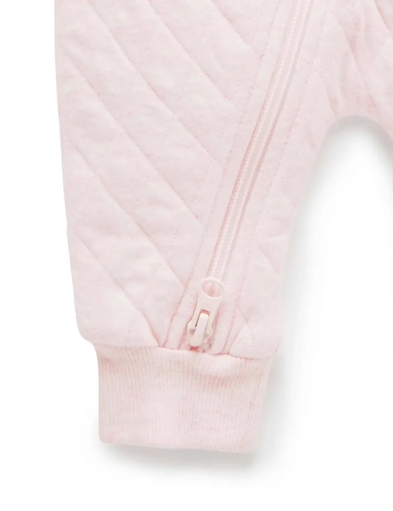 Purebaby Organic Quilted Growsuit - Soft Pink Melange