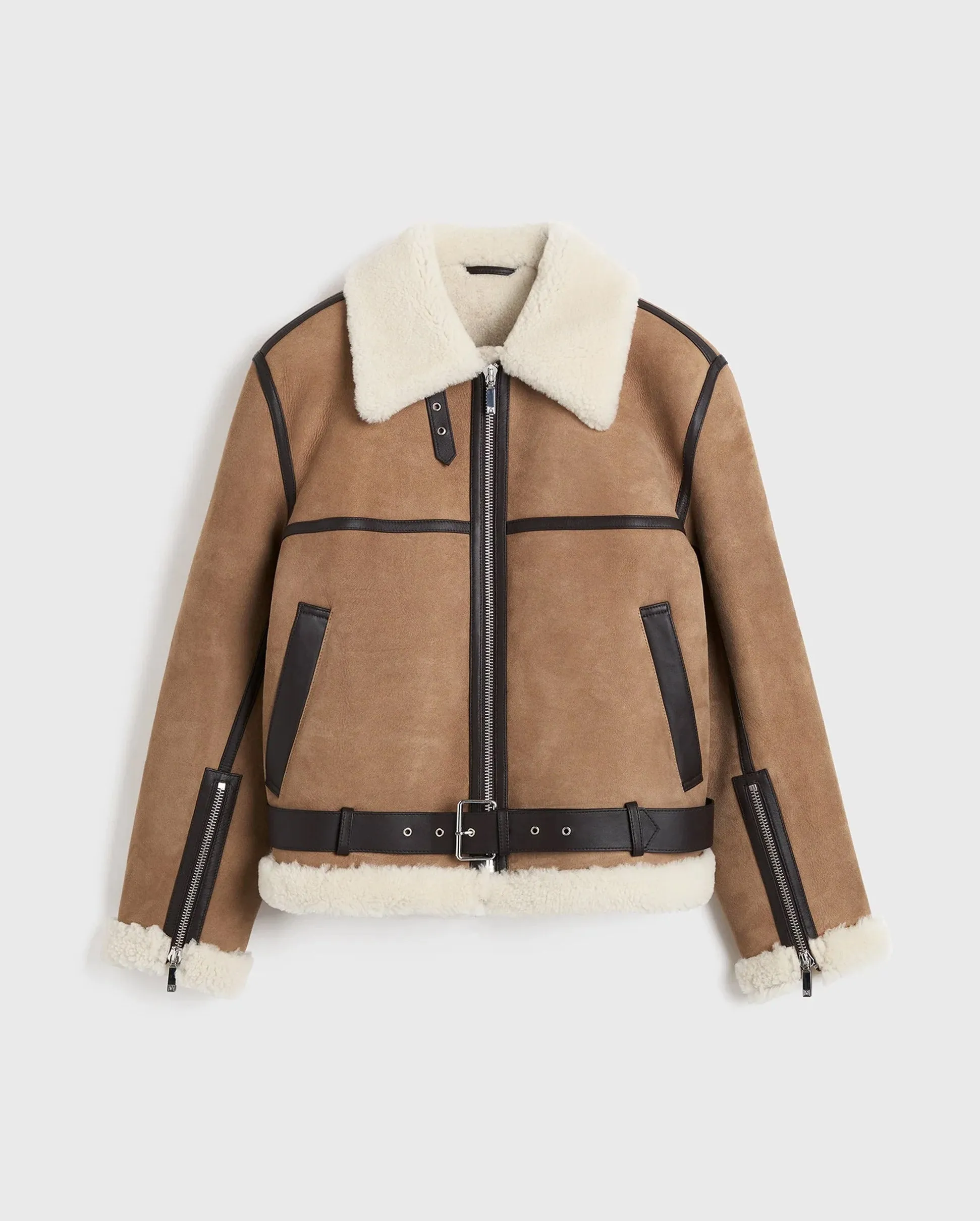 SHEARLING AVIATOR JACKET / DARK BISCUIT