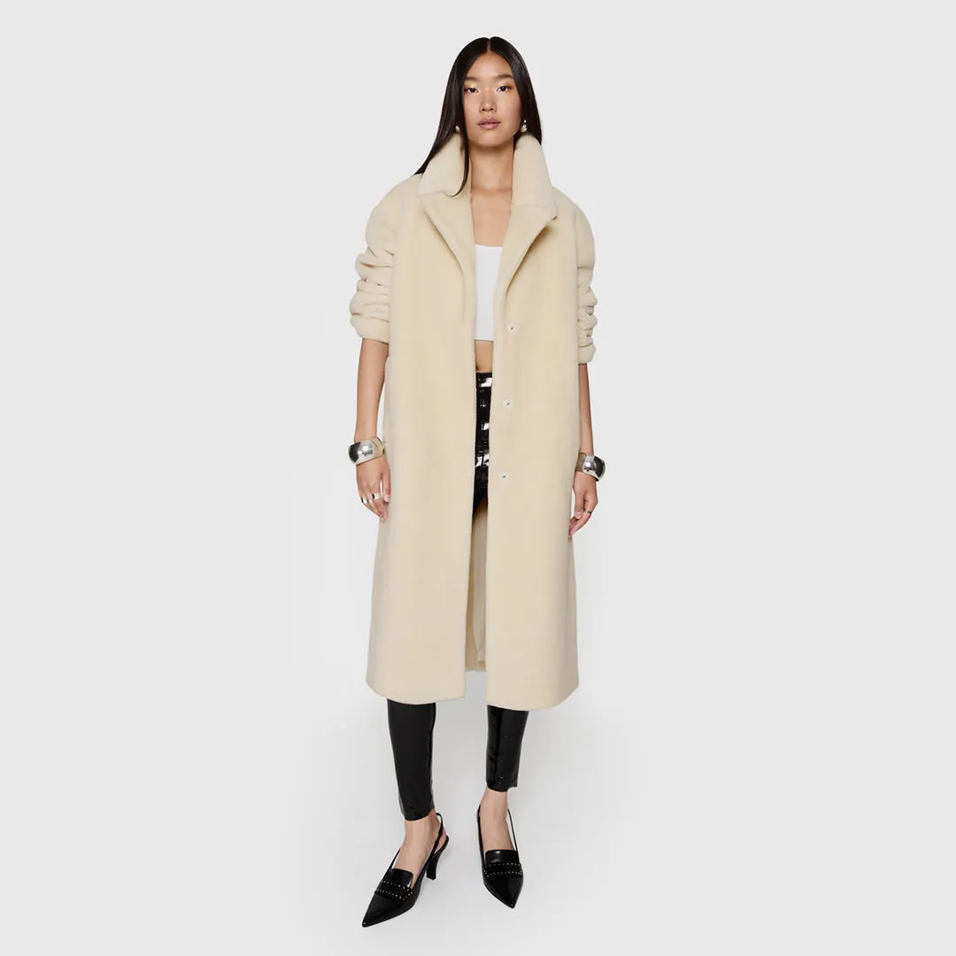 Sherpa Coat With Notch Lapel