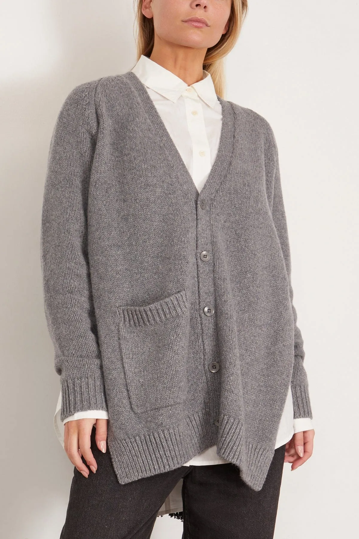 Soft Sweaters Fringed Half Cardigan in Charcoal