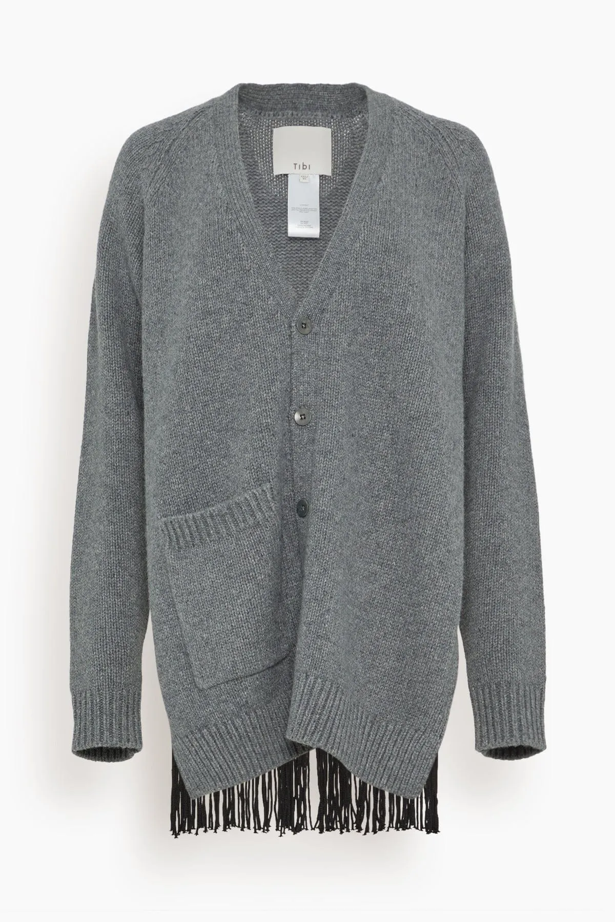 Soft Sweaters Fringed Half Cardigan in Charcoal