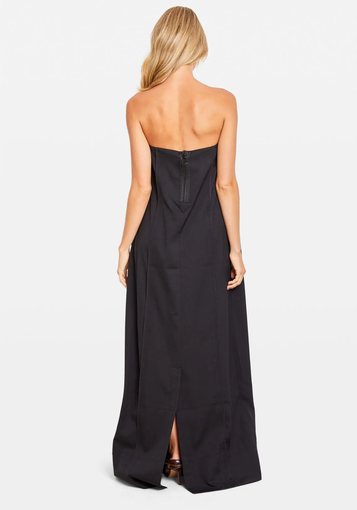 STRIPED STRAPLESS GOWN NOIR