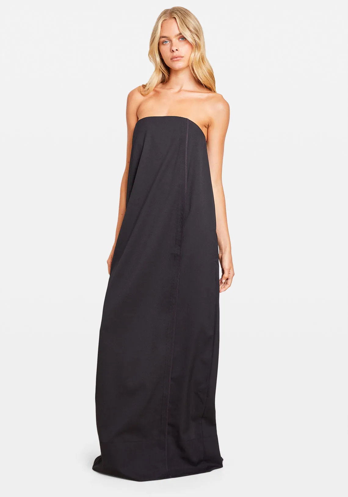 STRIPED STRAPLESS GOWN NOIR