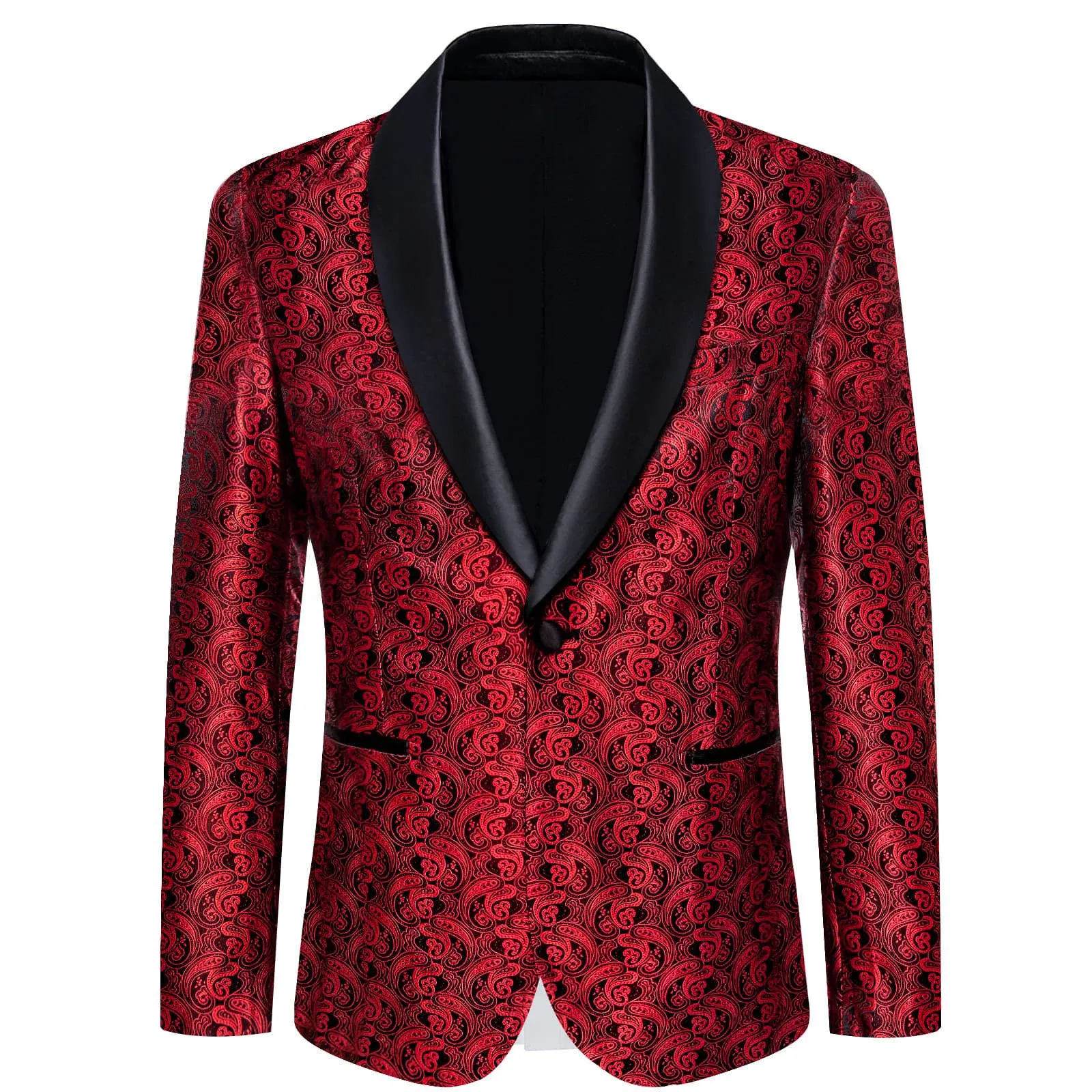 Ties2you Tuxedo Suit Pure Red Paisley Shawl Collar Silk Dress Suit for Men