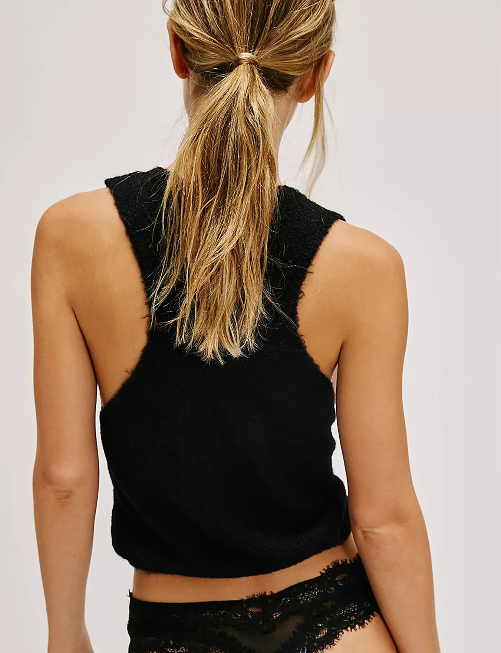 Warm Fluff Crop Top, Black