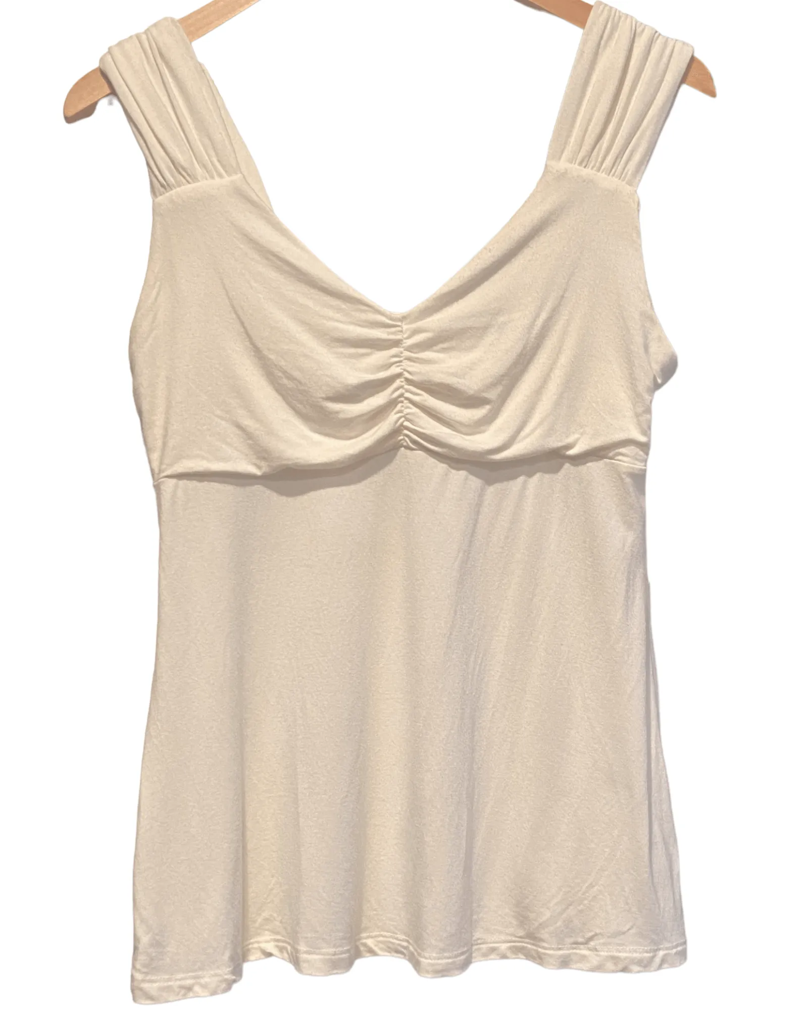 Warm Spring Cream Gathered Sleeveless Top